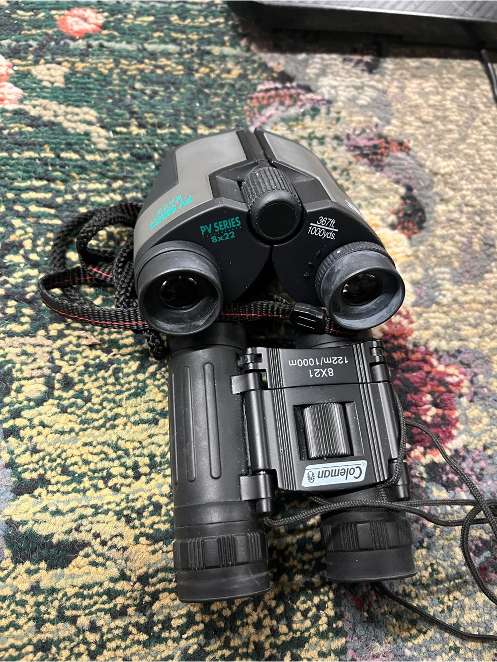 Coleman Black Compact Binoculars with Green Accents